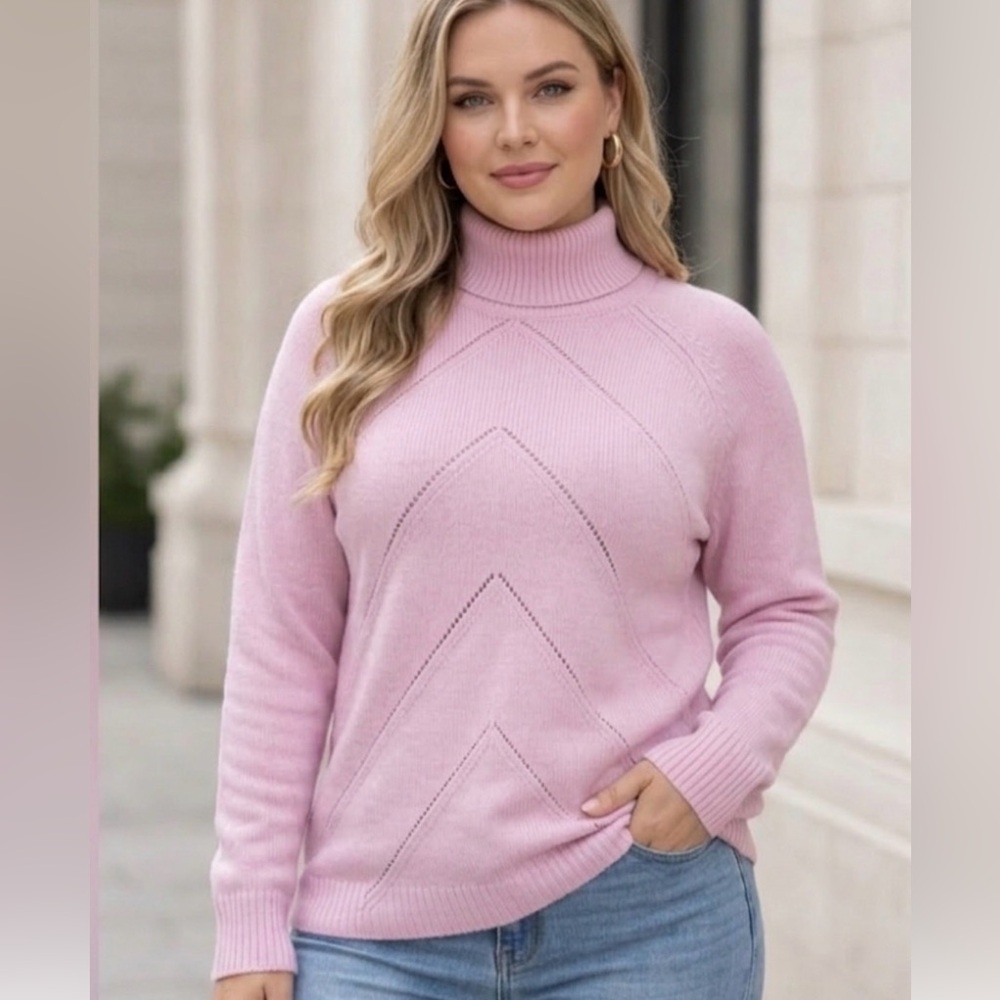 Croft & Barrow Women’s XL Light Pink Turtleneck Knit Sweater